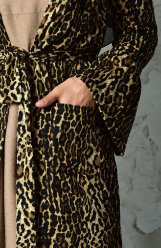RITA Leopard Pattern Belted Jacket 50354-01 Brown 50354-01
