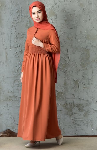 Brick Red Hijab Dress 5133-01