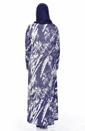 Robe a Motifs Grande Taille 4145-01 Bleu Marine 4145-01