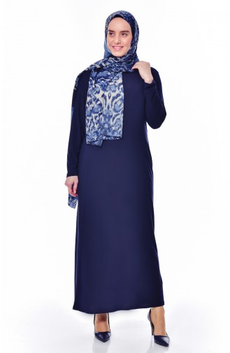 Plus Size Basic Dress 1000-01 Navy Blue 1000-01