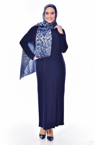 Plus Size Basic Dress 1000-01 Navy Blue 1000-01