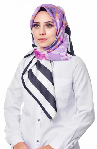 Dijital Baskılı Tafta Eşarp 95221-05 Lila