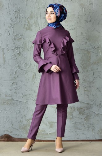 Frilly Tunic Trousers Double Suit 6140-02 Lilac 6140-02