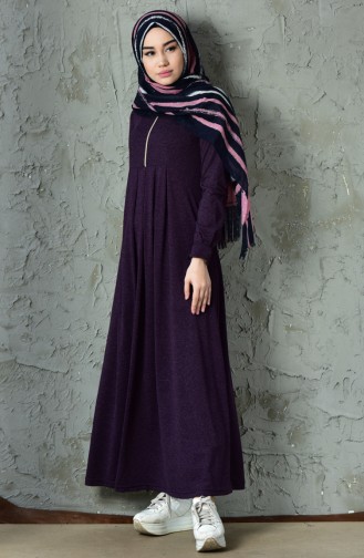 Plum Hijab Dress 7064-05