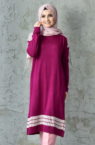 Patterned Tricot Tunic 0594-03 Plum 0594-03