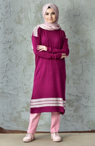 Patterned Tricot Tunic 0594-03 Plum 0594-03