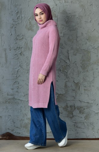 Pull Tricot Col Roulé 3872 -18 Rose 3872  -18