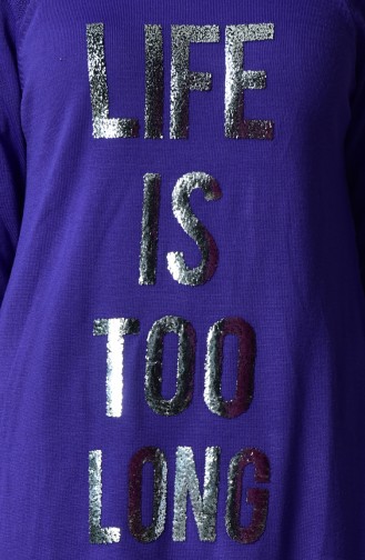 Knitwear Stone Printed Sweater 14161-04 Purple 14161-04