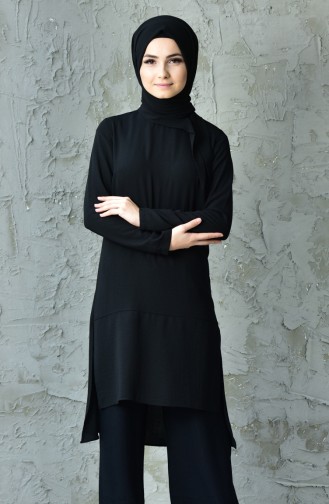 Asimetrik Tunik 3961-02 Siyah