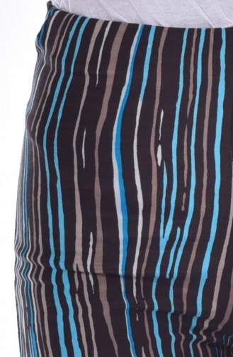 Pantalon Large a Motifs 1676-01 Brun Turquoise 1676-01