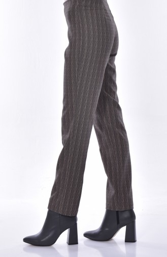 TUBANUR Patterned Straight Leg Trousers 2987-01 Mink 2987-01
