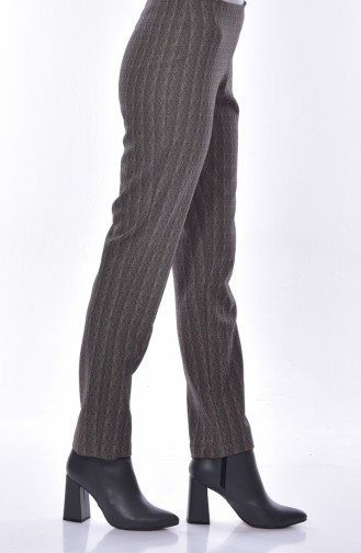 TUBANUR Patterned Straight Leg Trousers 2987-01 Mink 2987-01