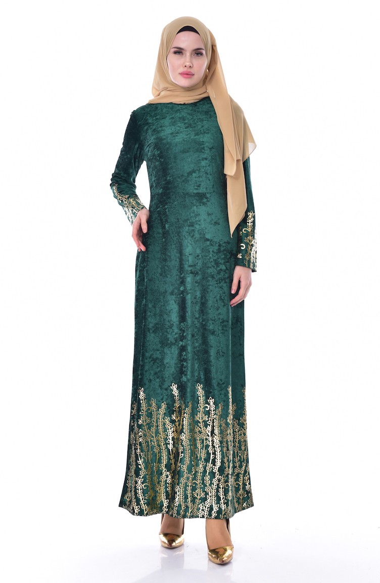 Green Hijab Dress 3568-02
