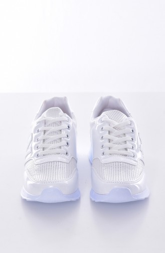 ALLFORCE Bayan Spor Ayakkabı 0777-01 Beyaz Beyaz Rugan