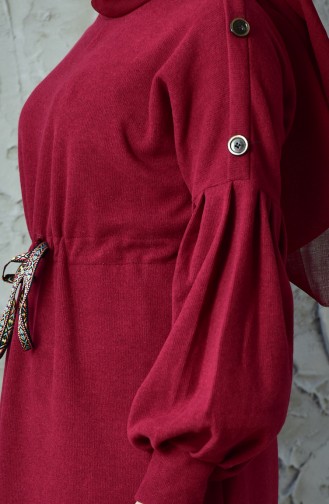 Claret Red Hijab Dress 1469-03