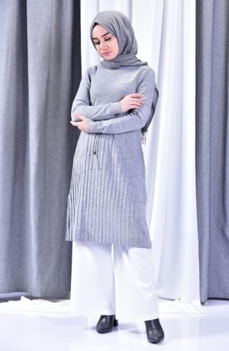 Knitwear Pleated Tunic 31601-08 Gray 31601-08