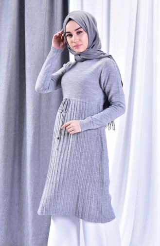 Triko Beli Bağcıklı Tunik 31601-08 Gri 31601-08