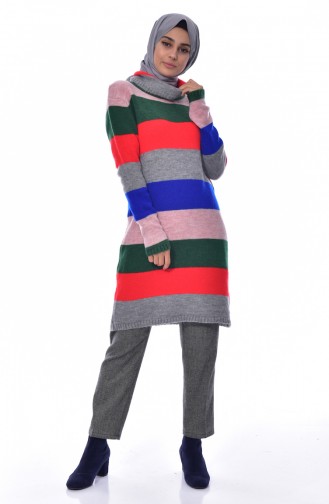 iLMEK Knitwear Striped Tunic 4087-01 Gray 4087-01