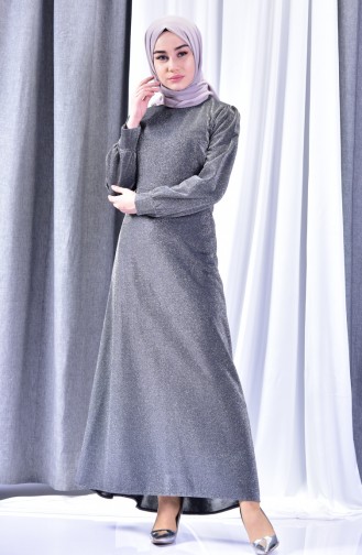 Silver Gray Hijab Dress 3009-03