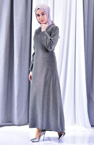 Silver Gray Hijab Dress 3009-03