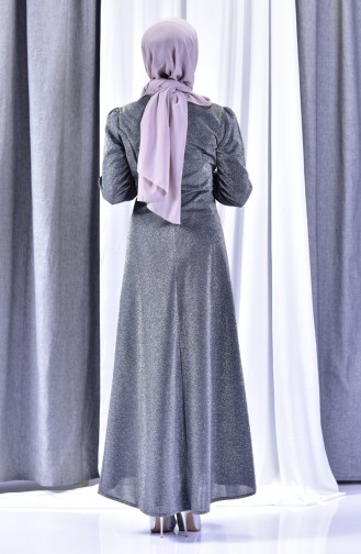 Silver Gray Hijab Dress 3009-03
