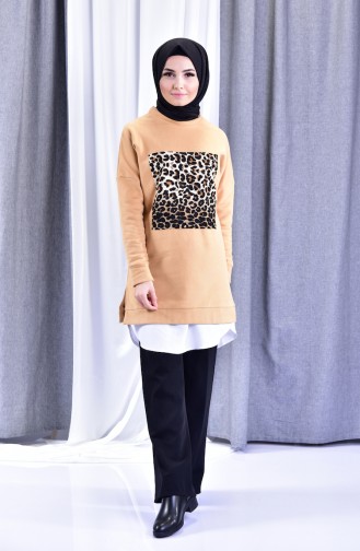 Leopard Patterned Sweatshirt 6084-01 Mustard 6084-01