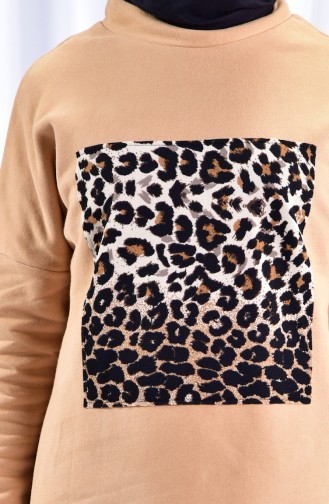 Leopard Patterned Sweatshirt 6084-01 Mustard 6084-01