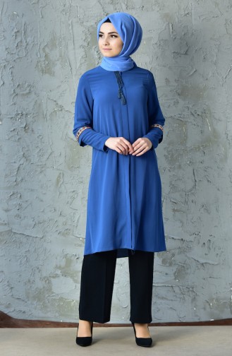 Embroidered Sleeve Tunic 20737-03 Indigo 20737-03