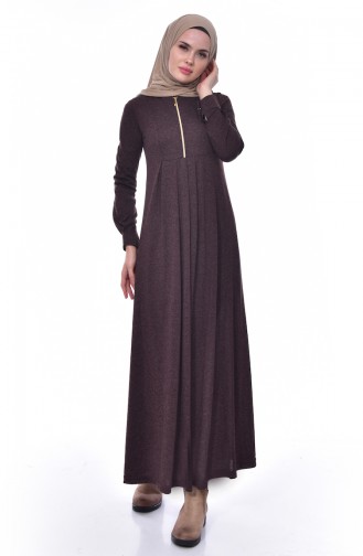 Brown Hijab Dress 7064-07