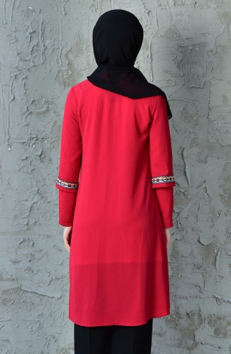 RITA Embroidered Sleeve Tunic 20737-02 Red 20737-02