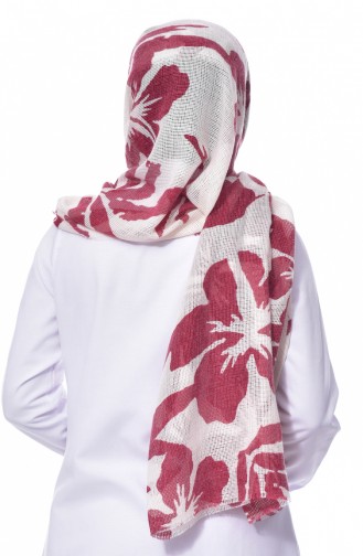 U.S POLO ASSN. Patterned Net Shawl 2000-41 Cream Claret Red 2000-41