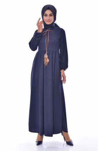Navy Blue Hijab Dress 8013-02