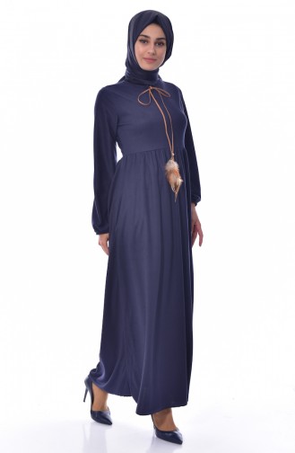 Navy Blue Hijab Dress 8013-02