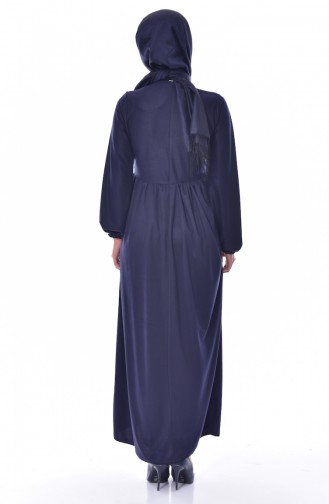 Dunkelblau Hijab Kleider 8013-02