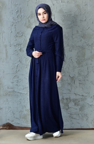 Navy Blue Hijab Dress 5131-03