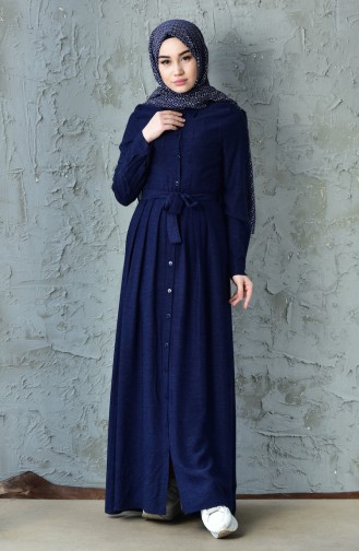 Navy Blue Hijab Dress 5131-03