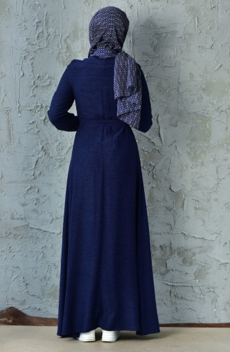 Navy Blue Hijab Dress 5131-03