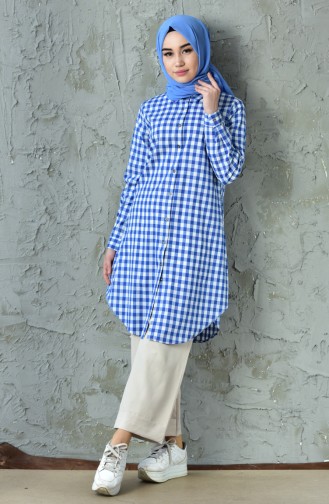 Plaid Tunic 2458-04 Navy 2458-04