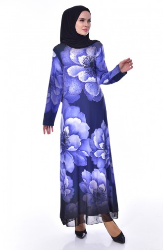 Stone Printed Dress 99163-03 Blue 99163-03