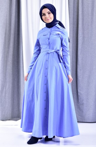 Belted Dress 1091-01 Blue 1091-01