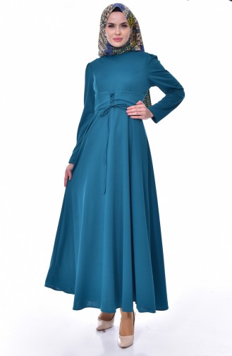 Petroleum-Blau Hijab Kleider 2096-05