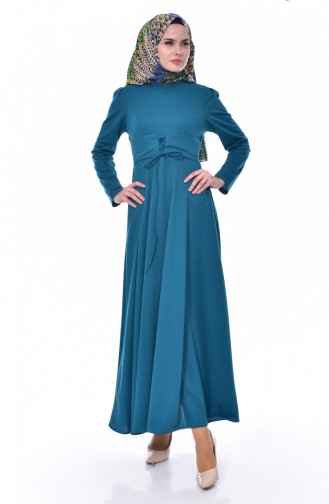 Petroleum-Blau Hijab Kleider 2096-05