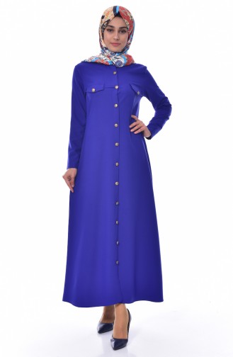 بينجيسو فستان بتفاصيل جيوب 2127-03 لون أزرق 2127-03