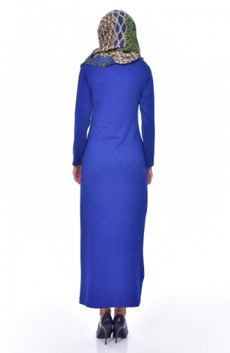 فستان بتصميم مُطبع  2031-02 لون ازرق 2031-02