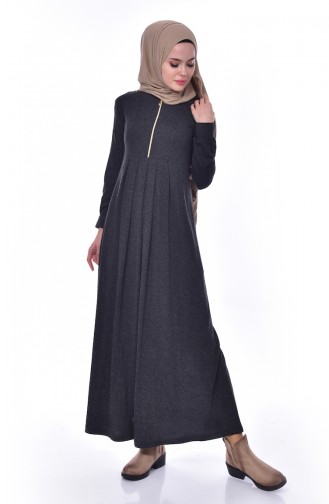 Schwarz Hijab Kleider 7064-03