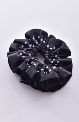 Pince a Cheveux Satin Pointillé 0003-02 Noir 0003-02