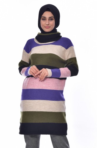 Triko Çizgili Tunik 4087-02 Siyah 4087-02