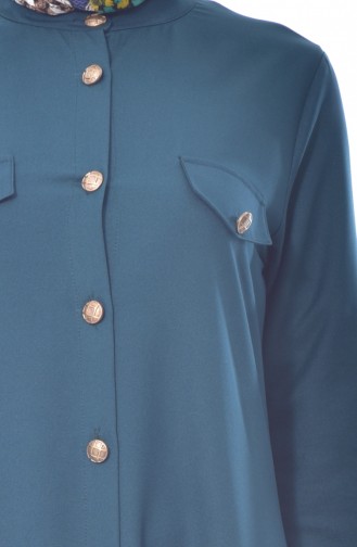 بينجيسو فستان بتفاصيل جيوب 2127-04 لون أخضر زُمردي 2127-04