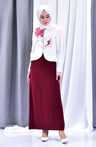 Ceket Etek İkili Takım 1046-05 Ekru Bordo 1046-05