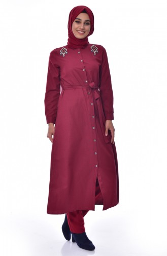 ELIFSU Embroidered Belted Tunic 1256-06 Bordeaux 1256-06